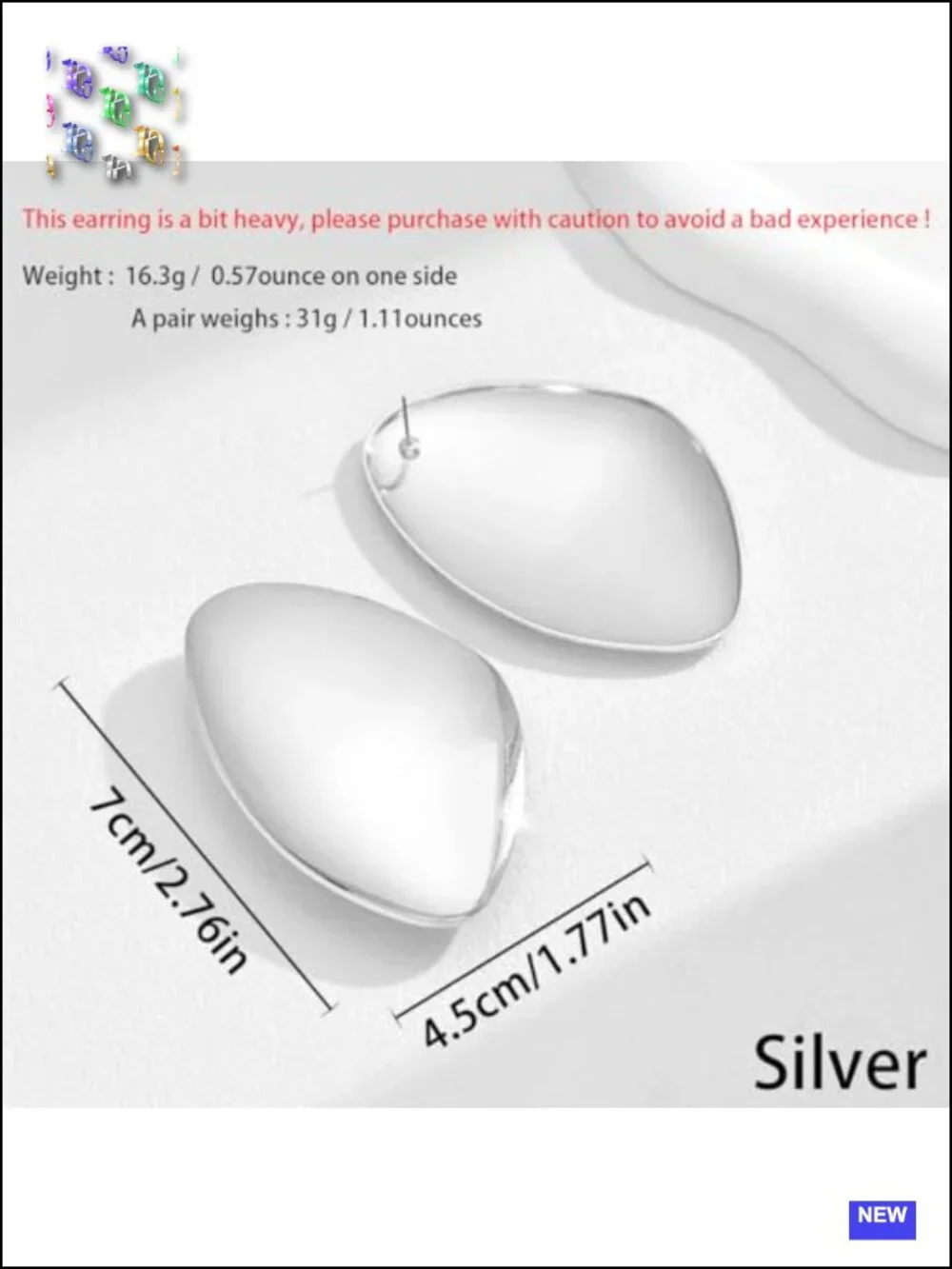 Large Irregular Geometric Drop Dangle Earrings Chunky Oval Round Pebble Shape